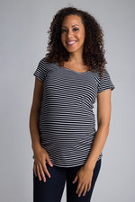 Load image into Gallery viewer, Black/White Crew Maternity Top
