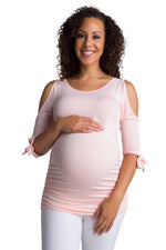Load image into Gallery viewer, Blush Cold Shoulder Maternity Top
