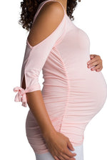 Load image into Gallery viewer, Blush Cold Shoulder Maternity Top
