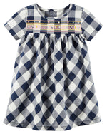 Load image into Gallery viewer, Navy Gingham Dress Set
