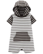 Load image into Gallery viewer, Grey Striped Hoodie Romper
