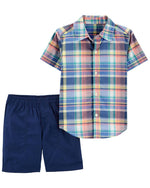 Load image into Gallery viewer, Blue Plaid 2-Piece Toddler Set
