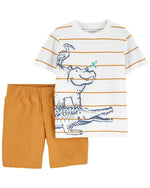 Load image into Gallery viewer, Hippo Striped 2-Piece Toddler Set
